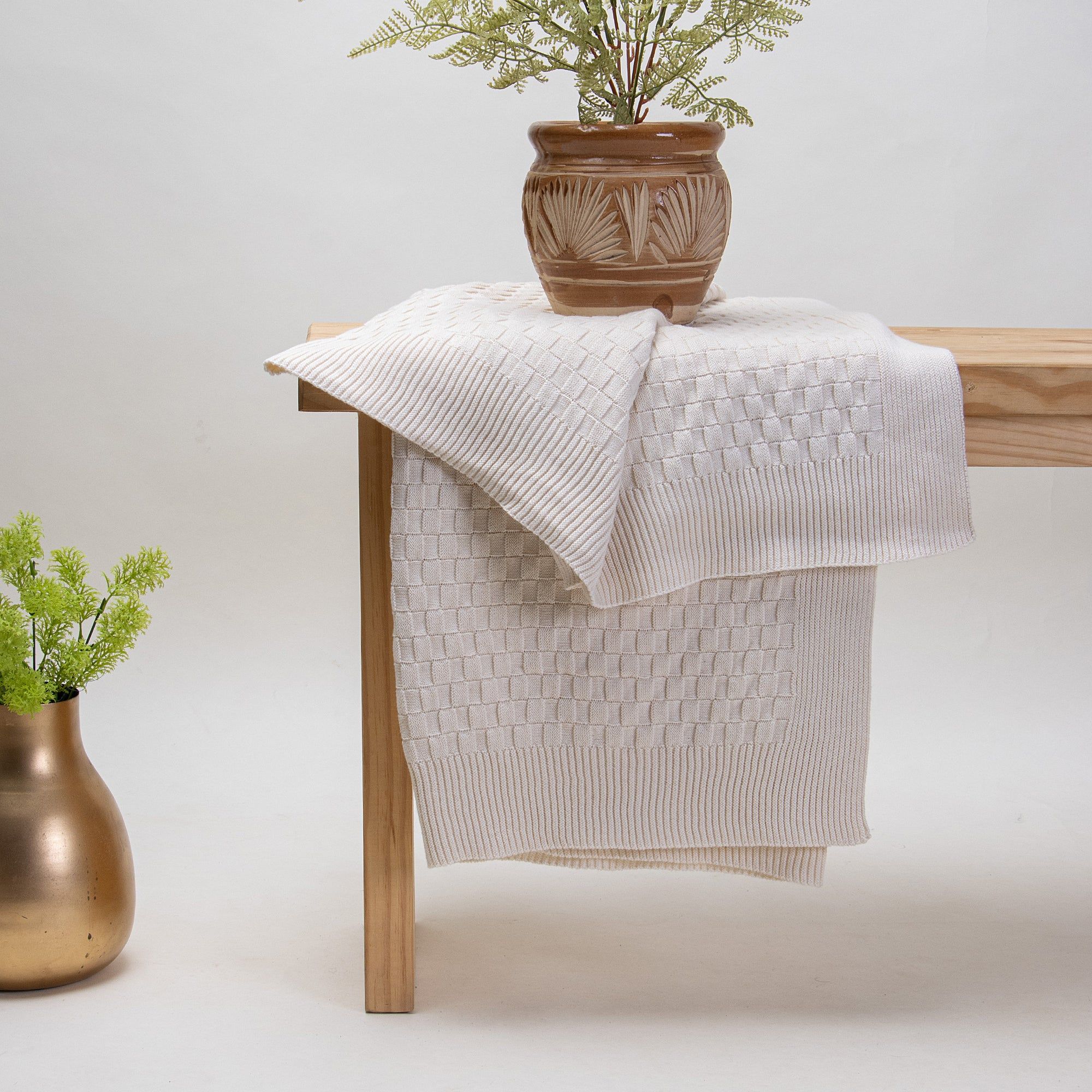 Cotton Knit Throw Blanket - Soft & Cozy Lightweight Knit Design